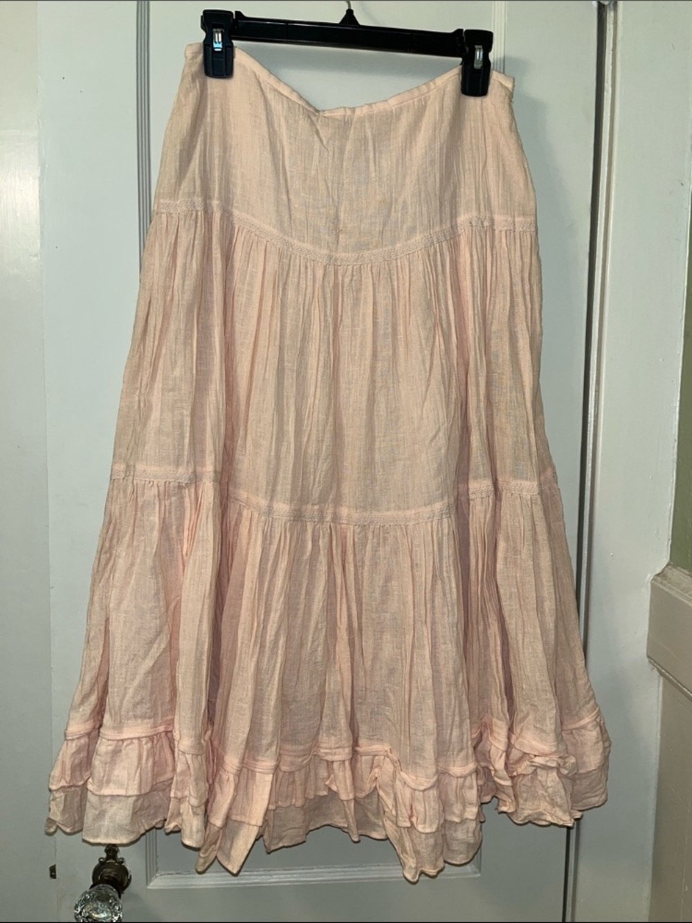 Women’s Peach Maxi Skirt – Lightweight Tiered Boho Style